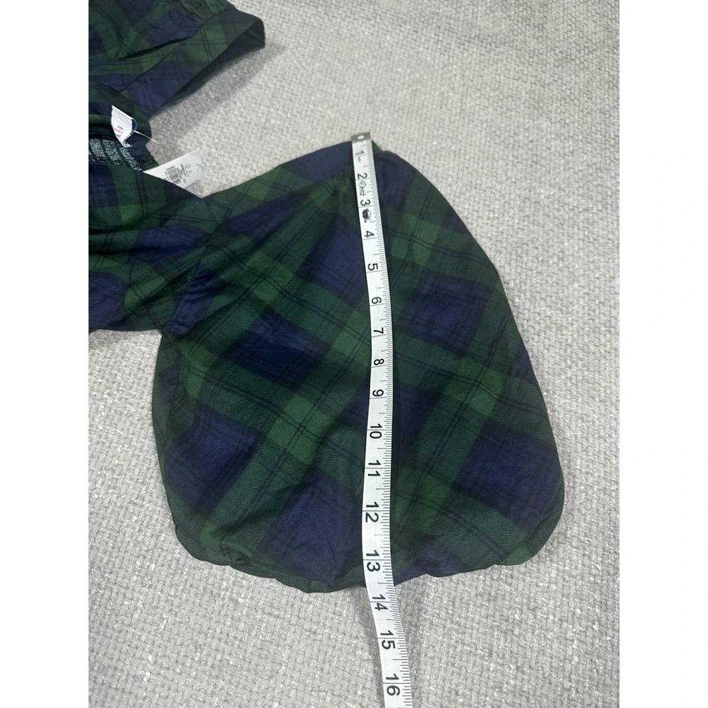 Old Navy Blackwatch Plaid Peplum Top Womens XS Short Puff Sleeve Cotton NWT